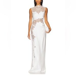 Shona Joy - Stratus lace high neck maxi dress - Ivory